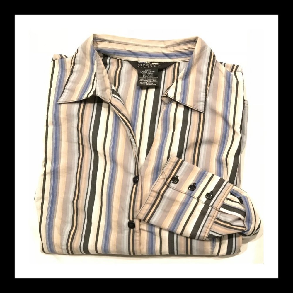 Long Sleeve Button Down V-neck Top